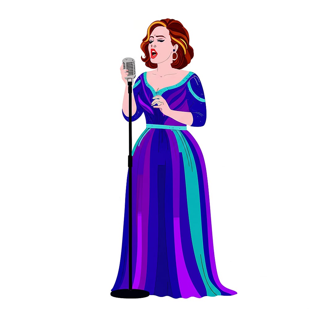 Adele-Inspired Singer Coloring Page colored version