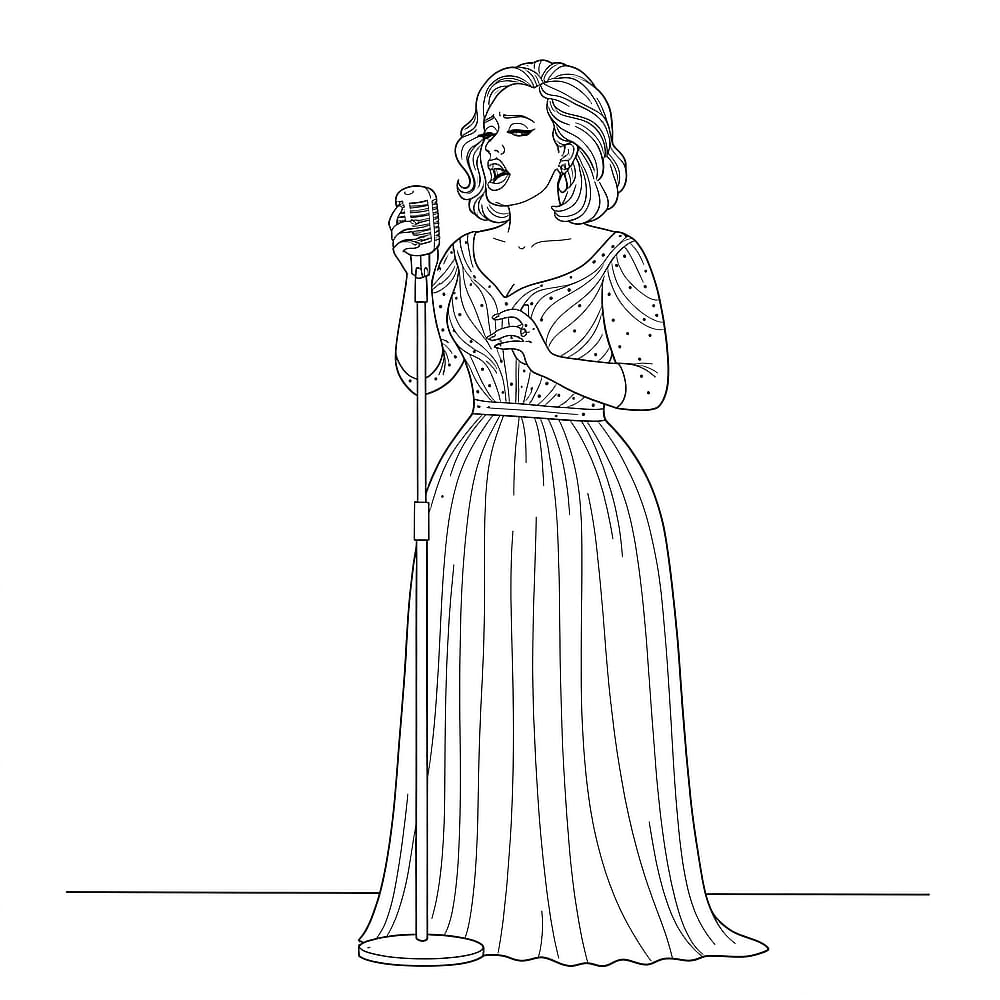 Adele-Inspired Singer Coloring Page coloring page