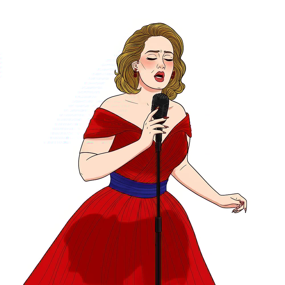 Adele Singing Elegantly Coloring Page colored version