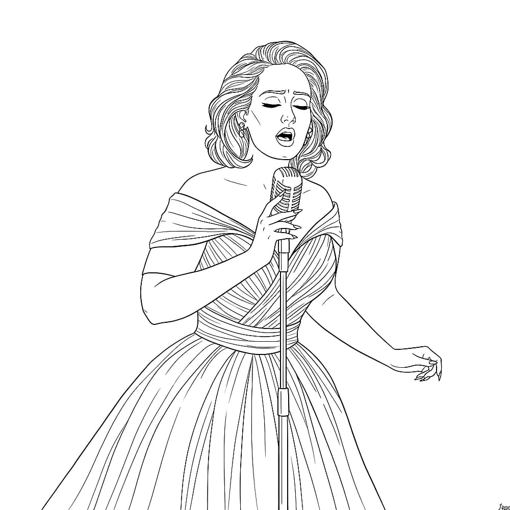 Adele Singing Elegantly Coloring Page coloring page