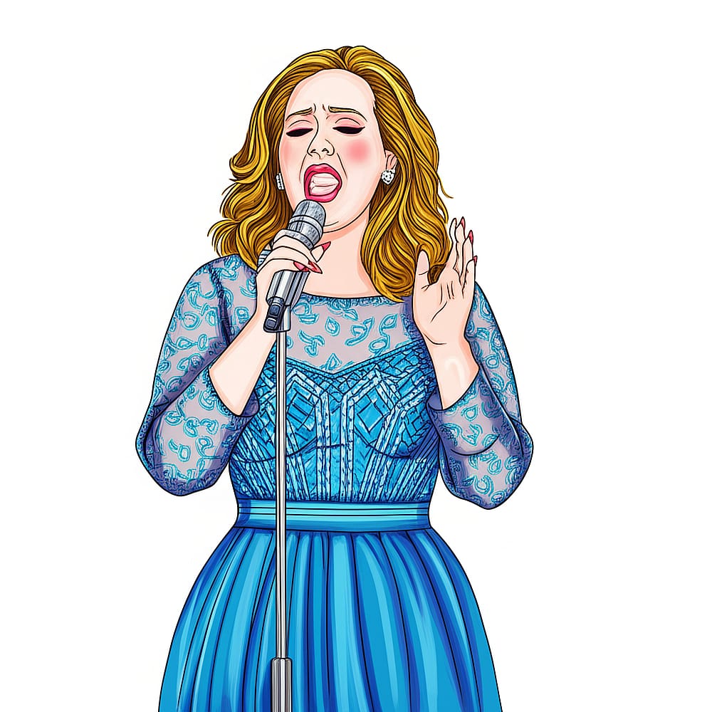 Adele Singing Sensation Coloring Page colored version