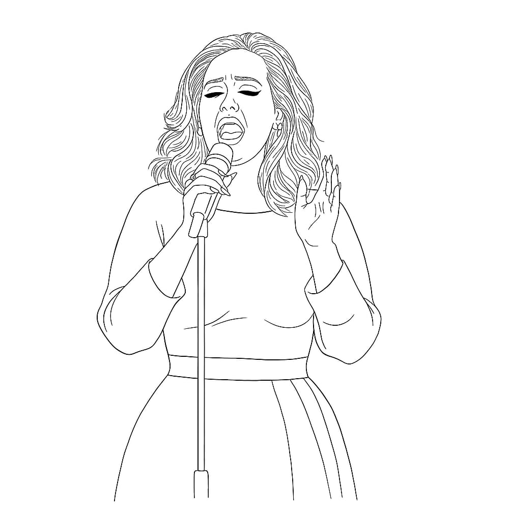 Adele Singing Sensation Coloring Page coloring page