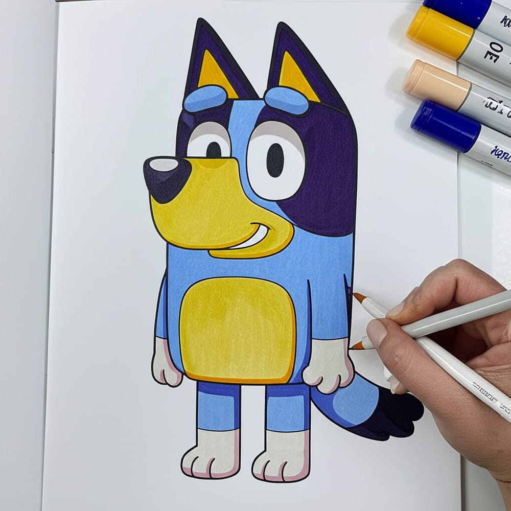 Adorable Bluey Heeler Coloring Page colored version
