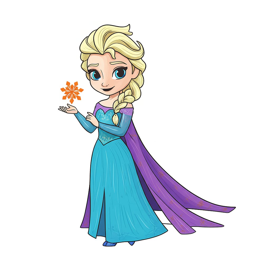 Adorable Chibi Elsa Coloring Page colored version