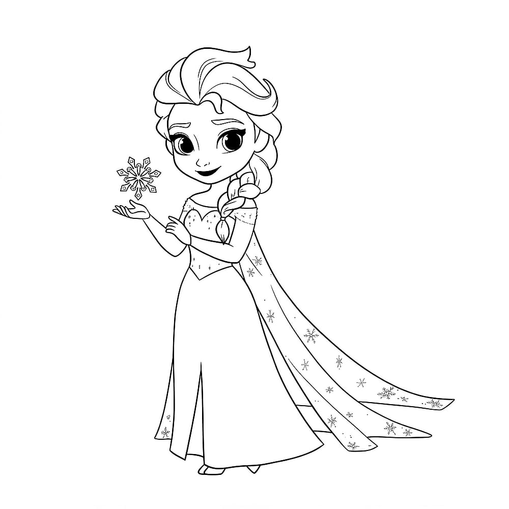 Adorable Chibi Elsa Coloring Page coloring page