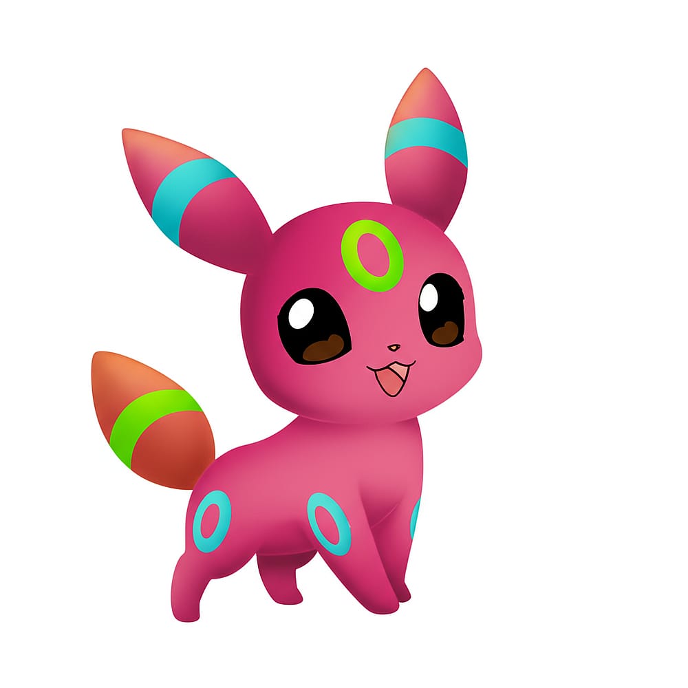 Adorable Chibi Umbreon Pokémon Coloring Page colored version