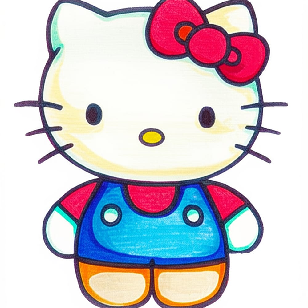 Adorable Hello Kitty Coloring Page colored version