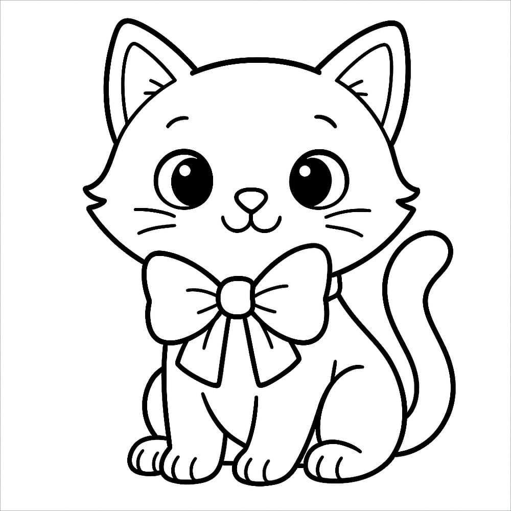 Adorable Kitten with Bow Tie Coloring Page coloring page