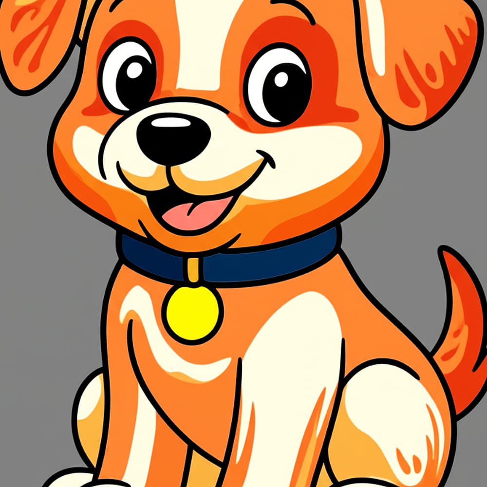 Adorable Sitting Puppy Coloring Page colored version