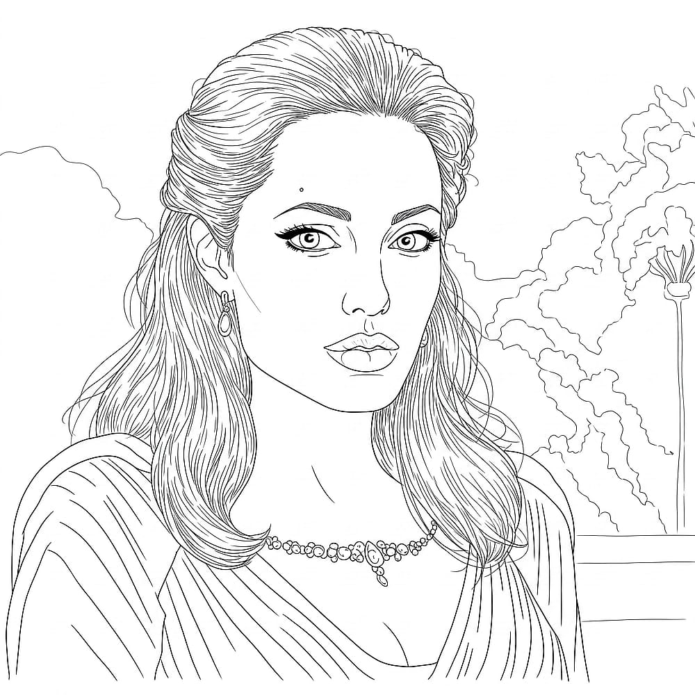 Elegant Angelina Jolie Coloring Page coloring page