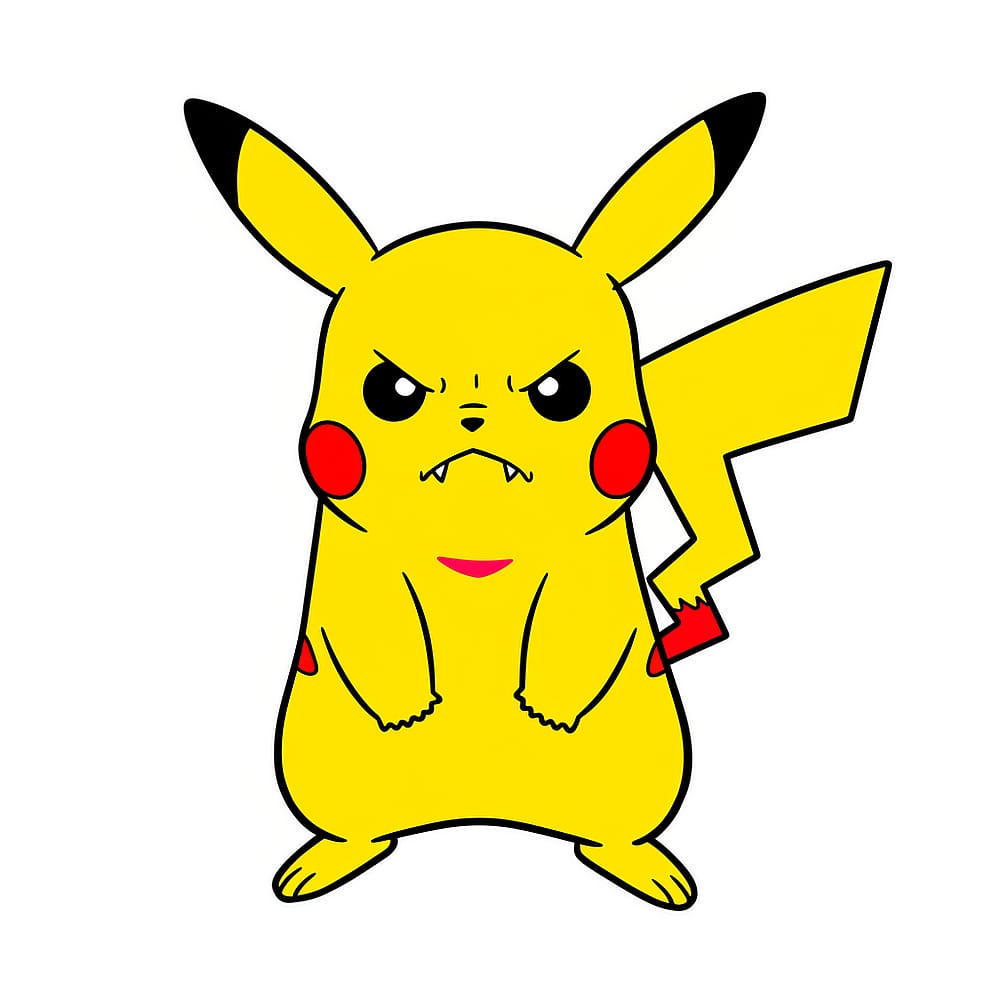Angry Pikachu Coloring Page colored version