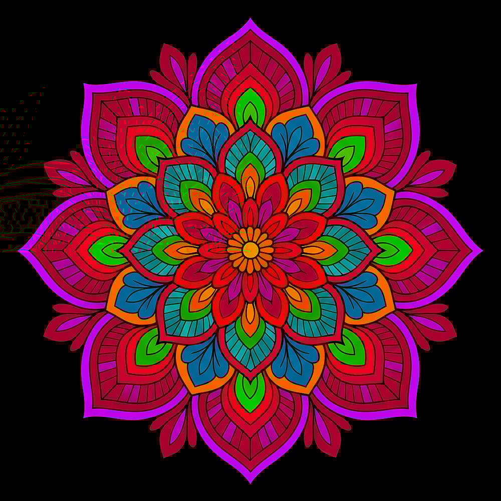 Beautiful Flower Mandala Coloring Page colored version