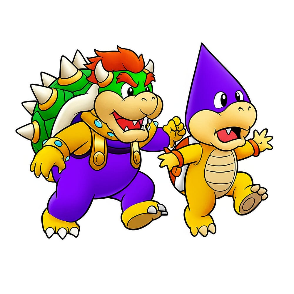 Bowser and Koopa Troopa Dynamic Duo Coloring Page colored version