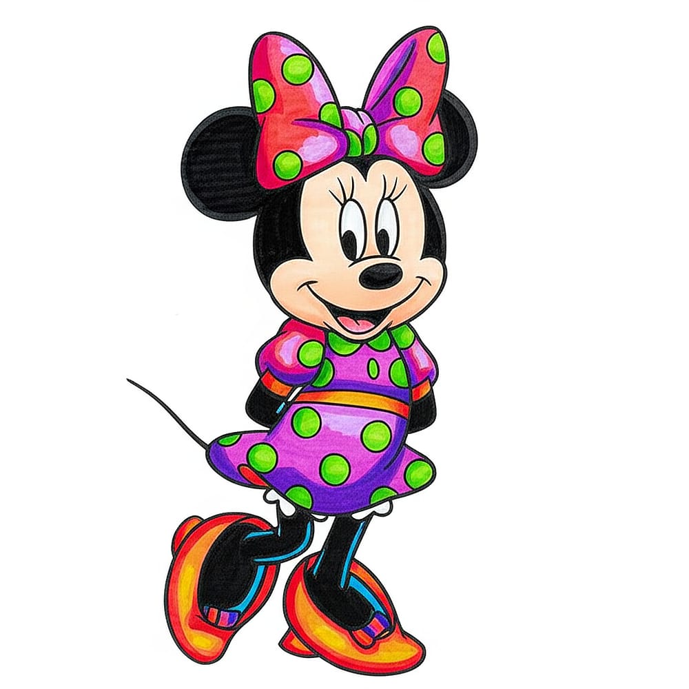 Charming Minnie Mouse Coloring Page colored version