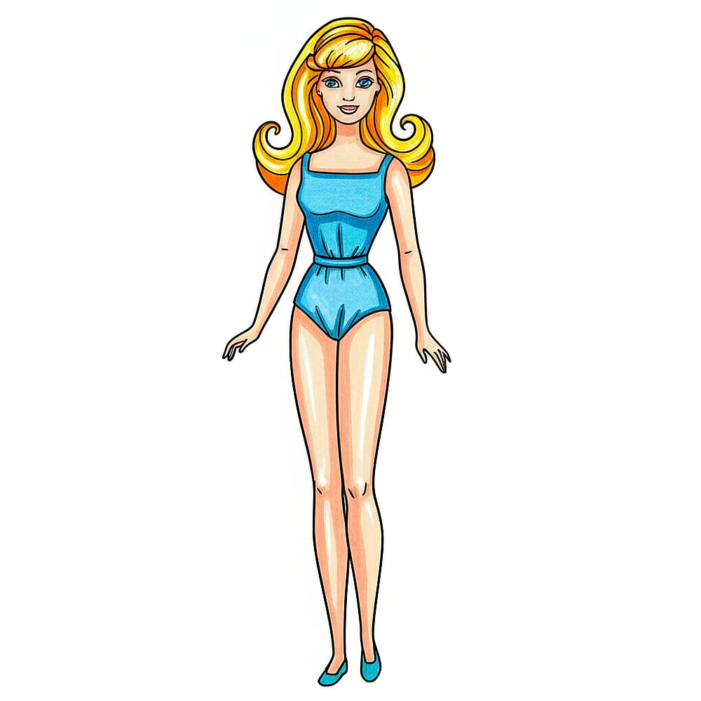 Chic Fashion Doll Coloring Page colored version