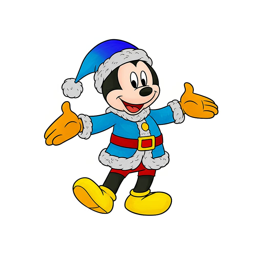Christmas Mickey Mouse Santa Coloring Page colored version