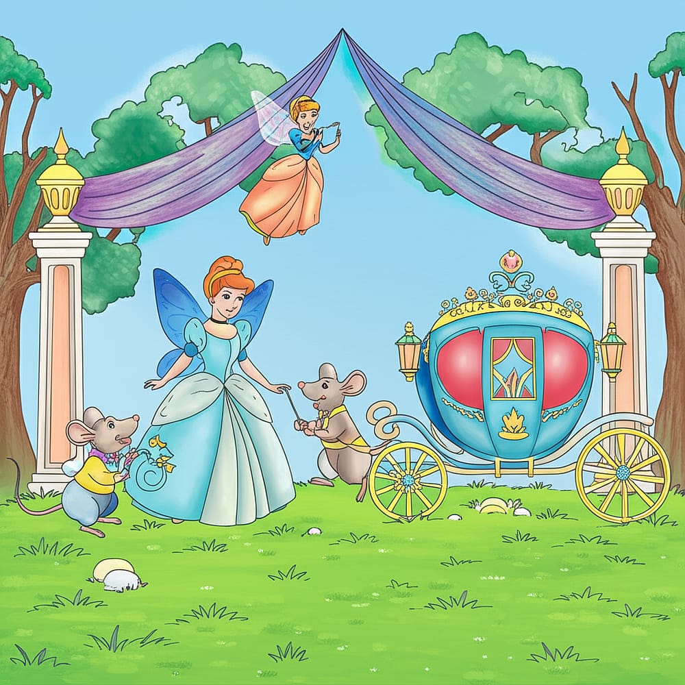 Cinderella's Magical Night Coloring Page colored version