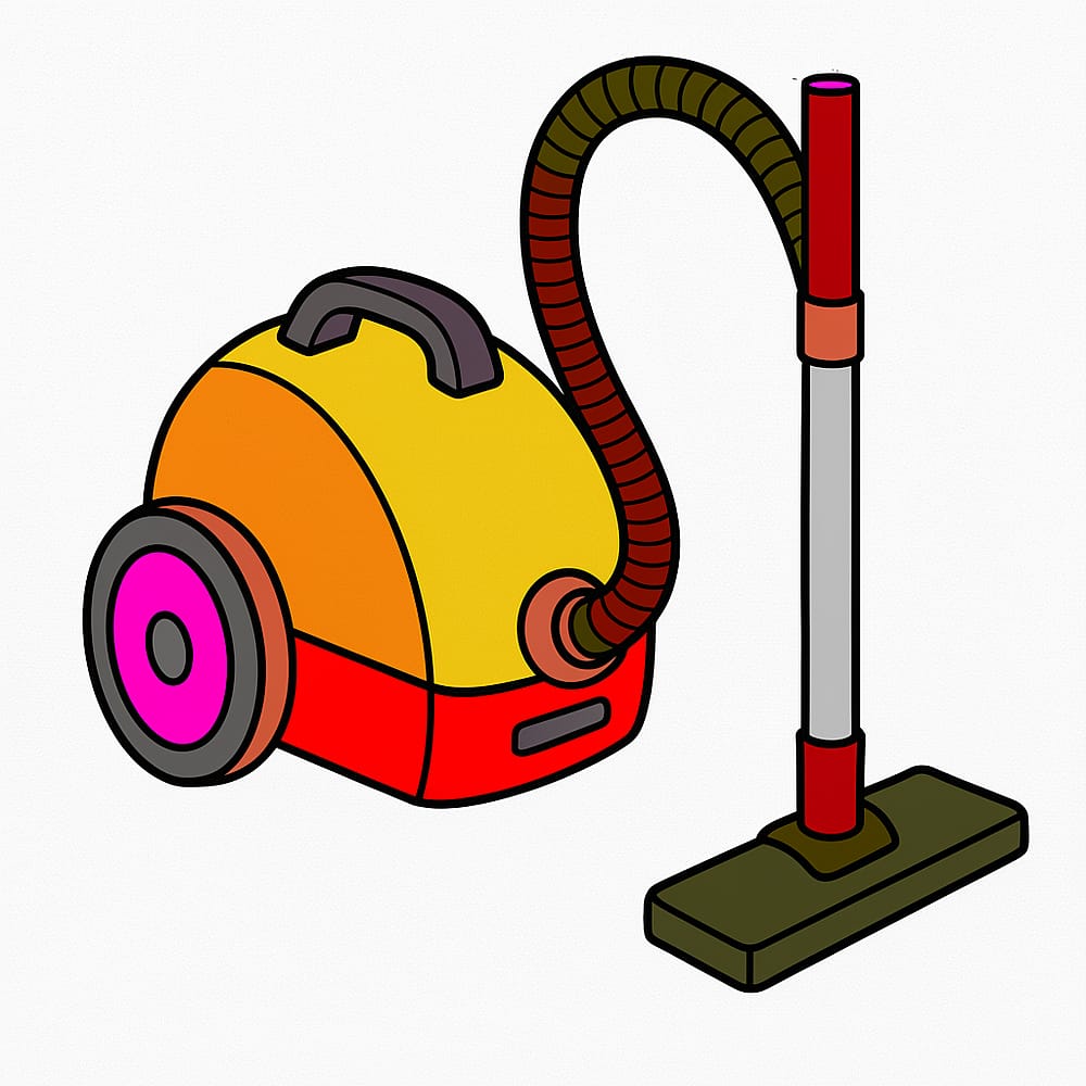 Classic Canister Vacuum Cleaner Coloring Page colored version
