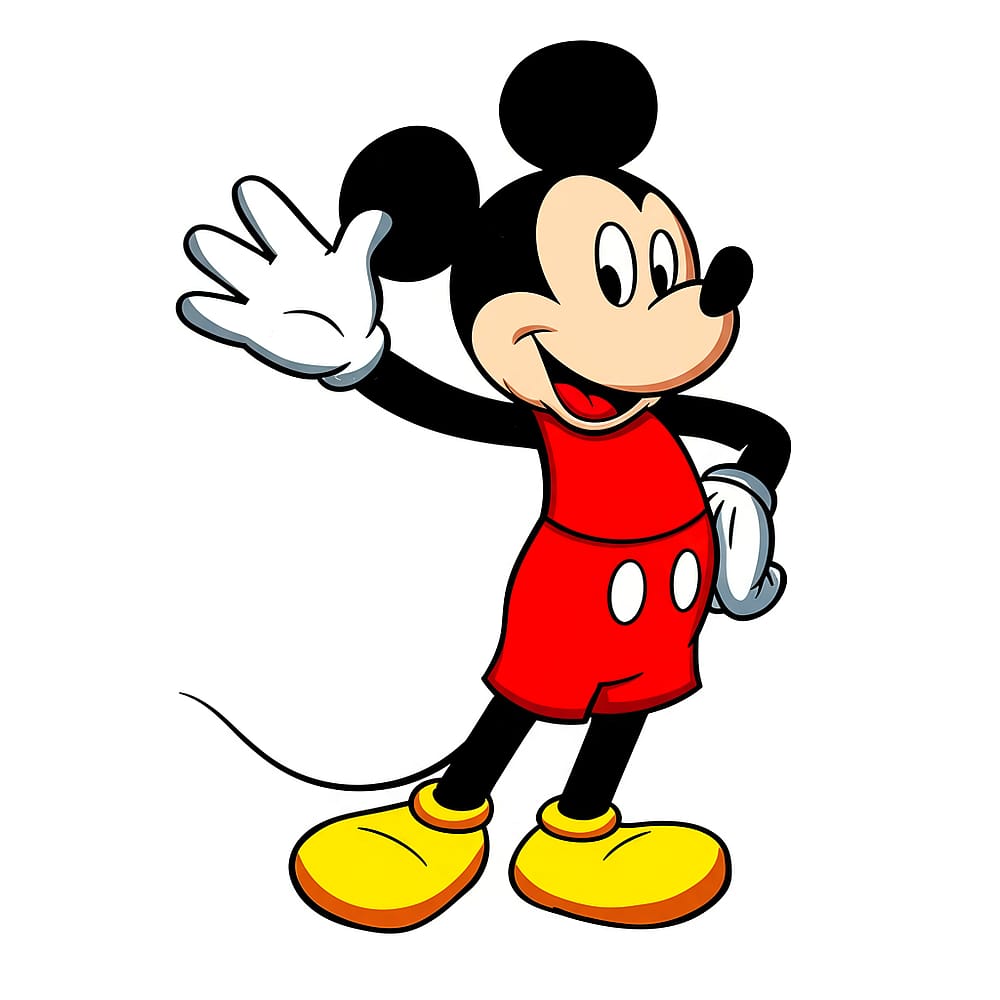 Classic Mickey Mouse Waving Coloring Page colored version