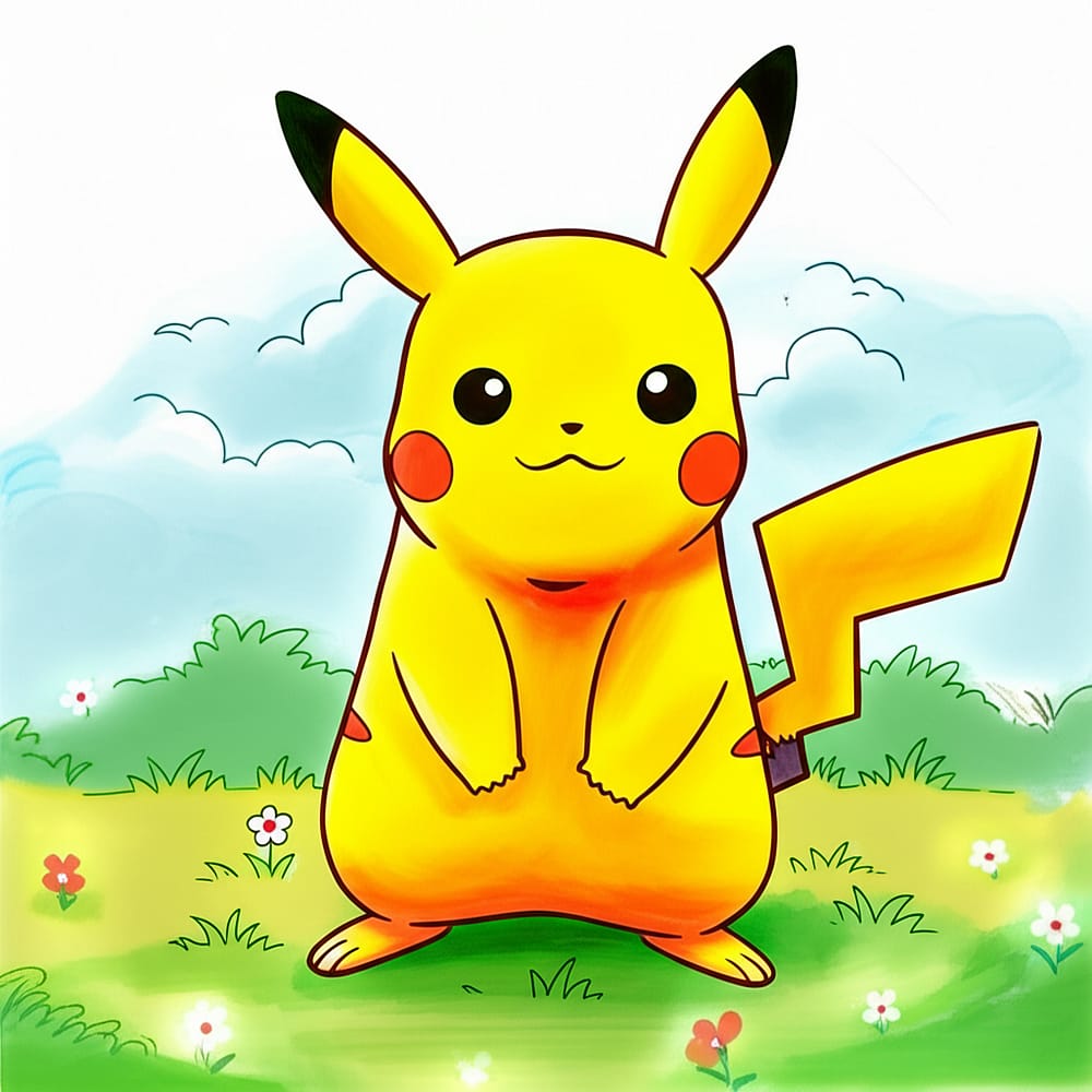 Classic Pikachu Pokémon Coloring Page colored version