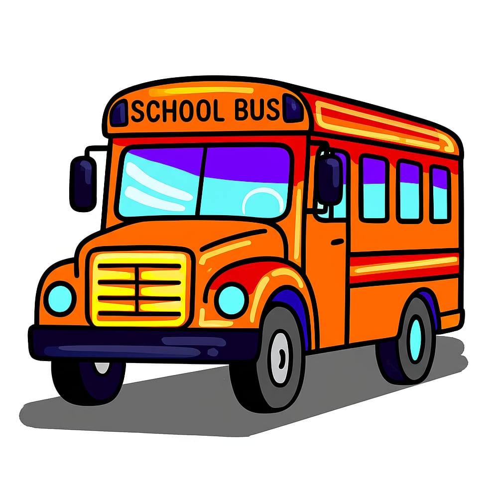Classic School Bus Coloring Page colored version