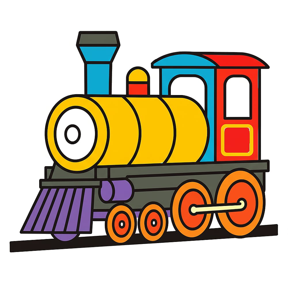Classic Steam Train Coloring Page colored version