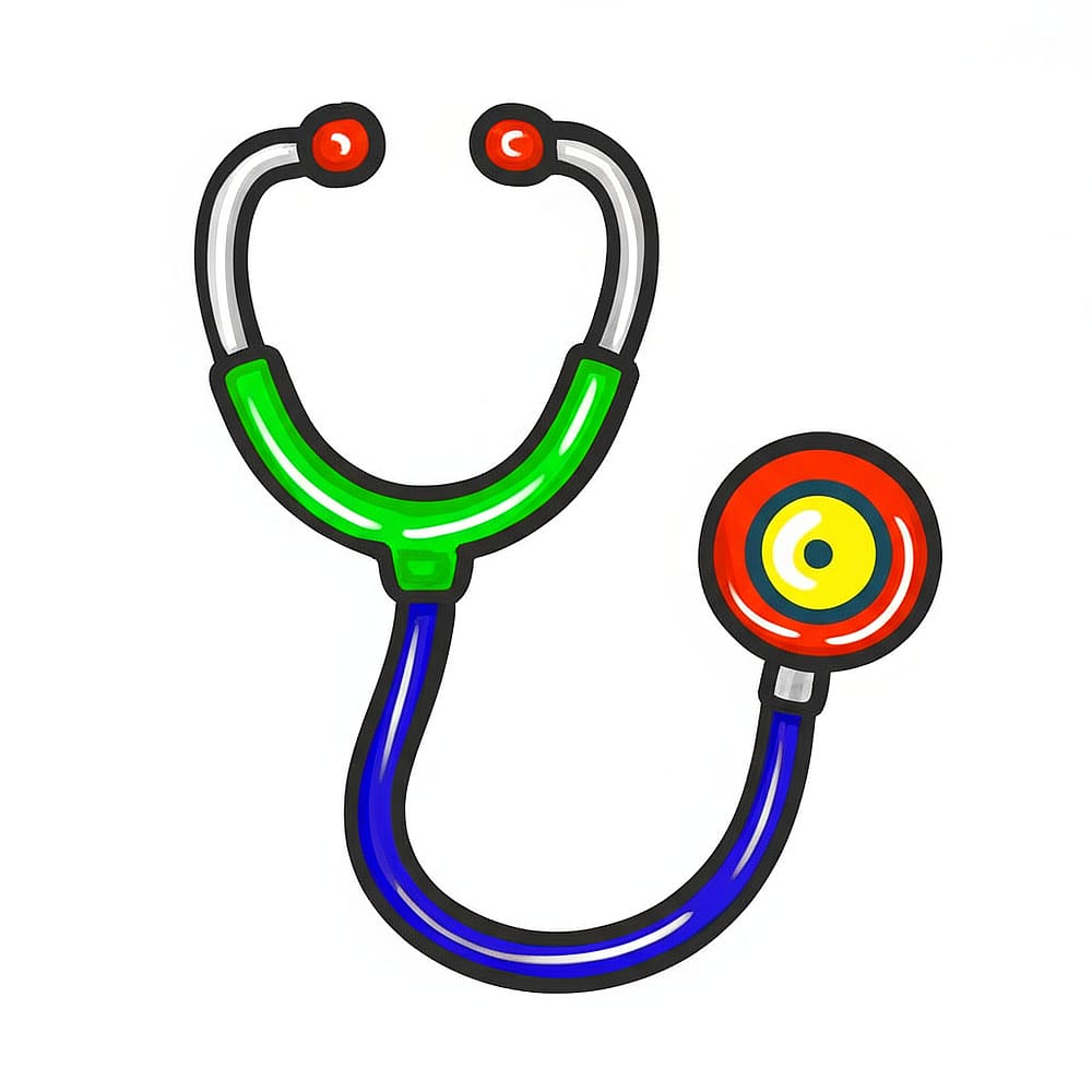 Classic Stethoscope Coloring Page colored version