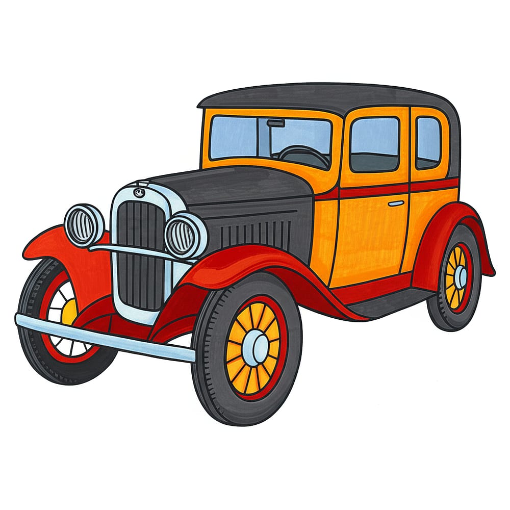 Classic Vintage Car Coloring Page colored version