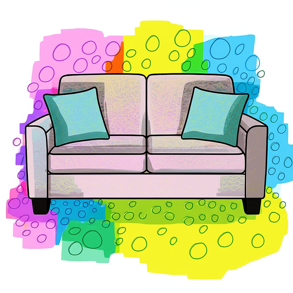 Comfy Two-Seater Sofa Coloring Page colored version