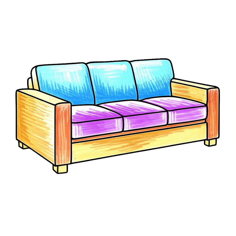 Cozy Modern Sofa Coloring Page colored version
