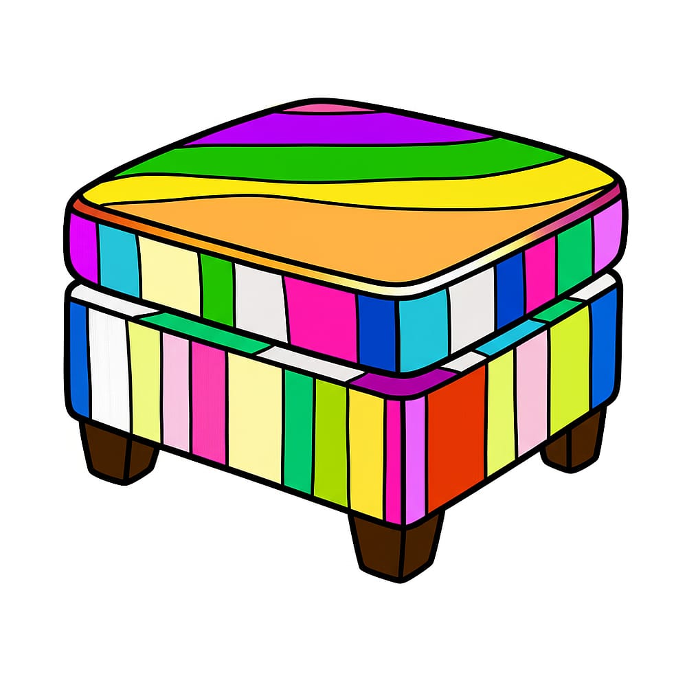 Cozy Ottoman Coloring Page colored version