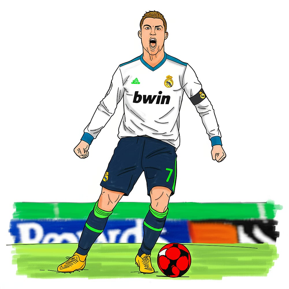 Cristiano Ronaldo Goal Celebration Coloring Page colored version
