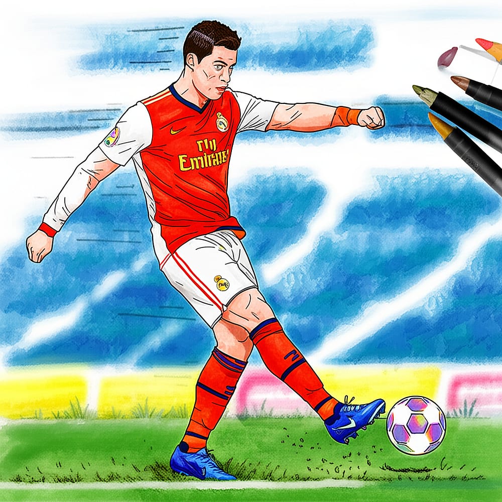 Cristiano Ronaldo Soccer Kick Coloring Page colored version