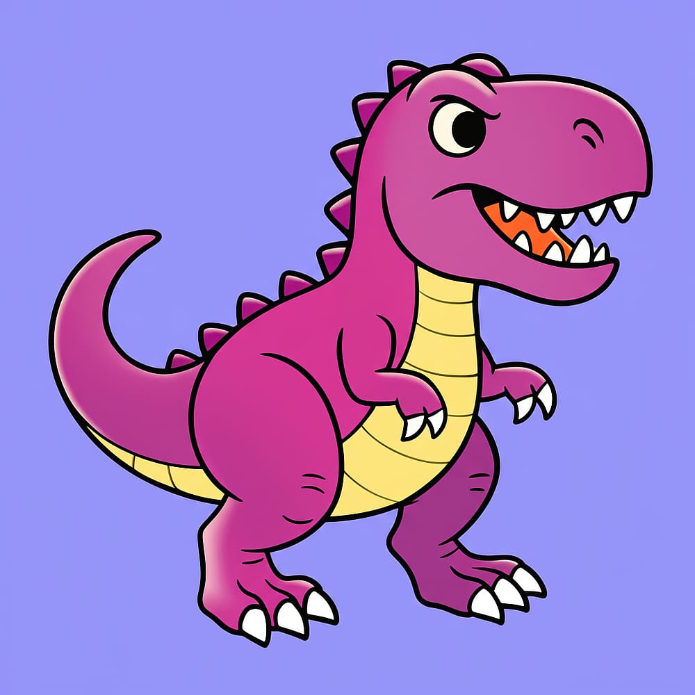 Cute Cartoon T-Rex Coloring Page colored version