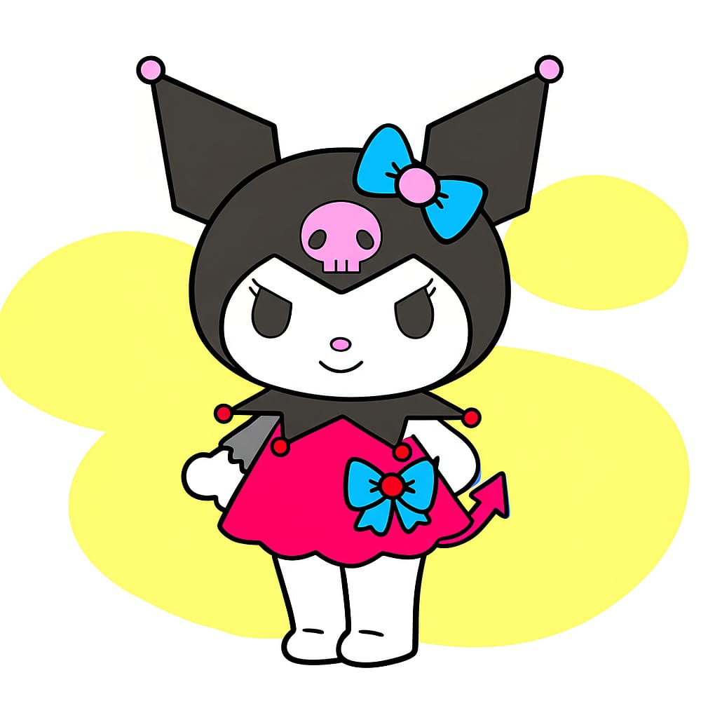 Cute & Cheeky Kuromi Coloring Page colored version