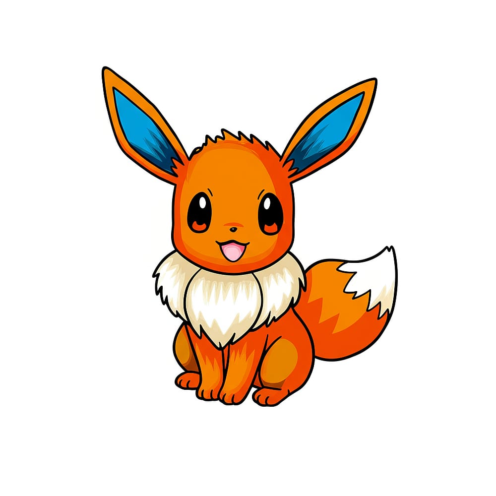 Cute Eevee Pokemon Coloring Page colored version