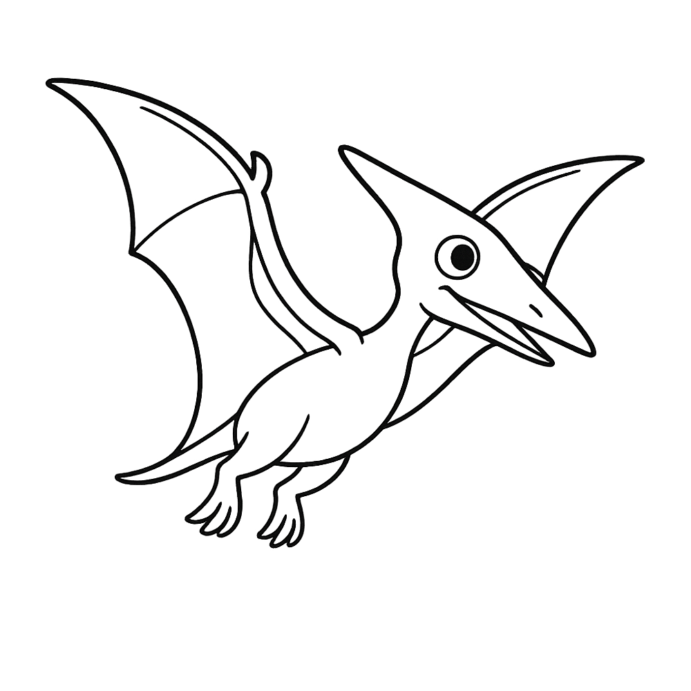 Cute Pterodactyl Flying Coloring Page coloring page