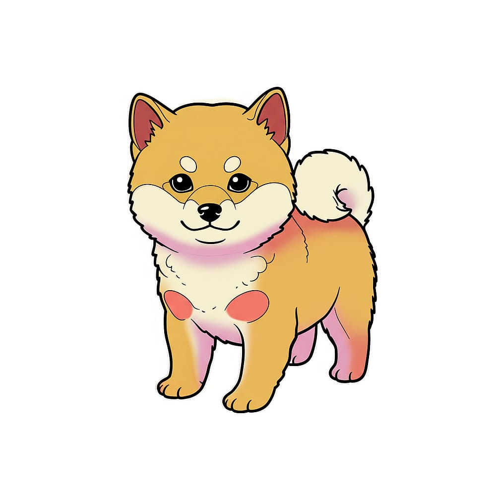 Cute Shiba Inu Puppy Coloring Page colored version