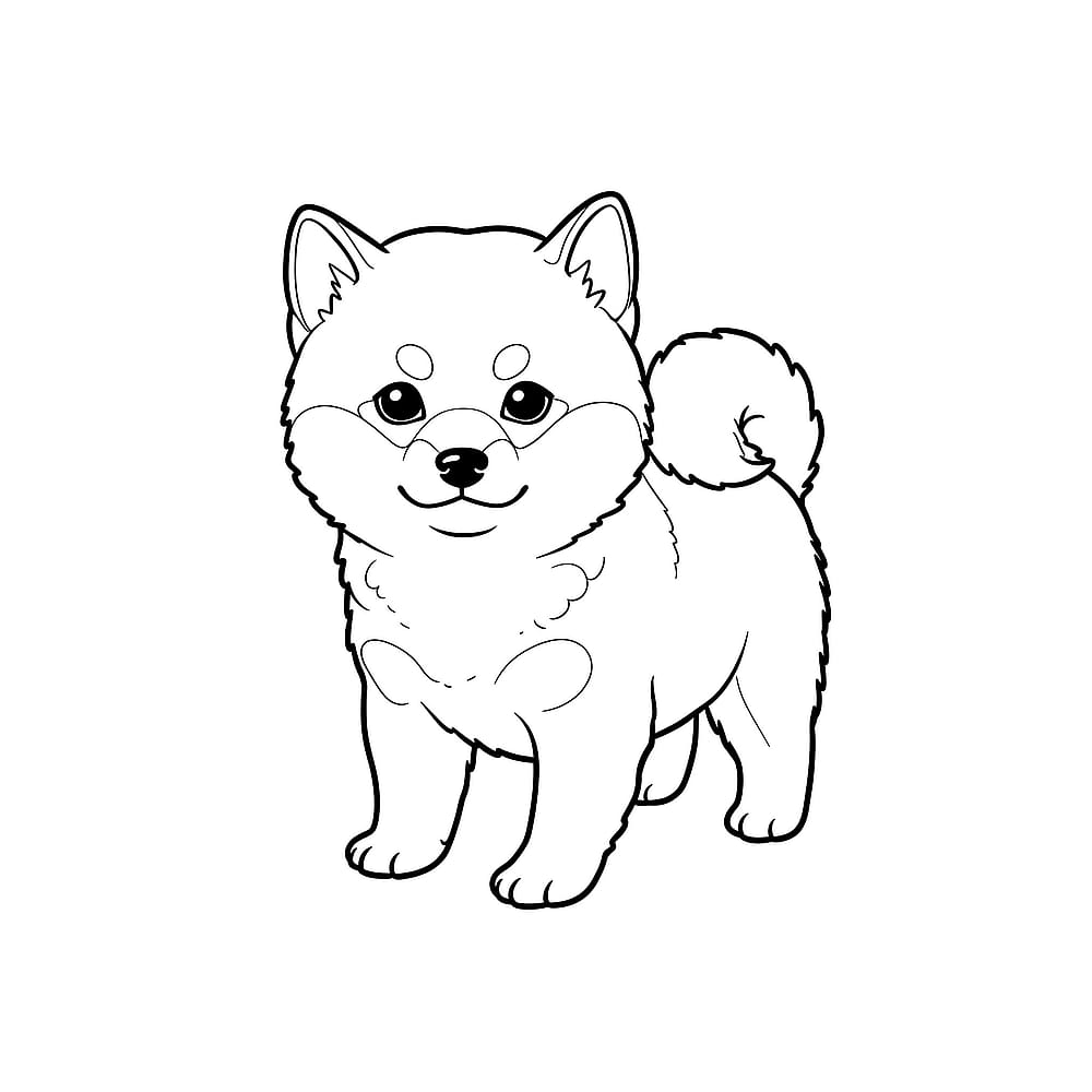 Cute Shiba Inu Puppy Coloring Page coloring page