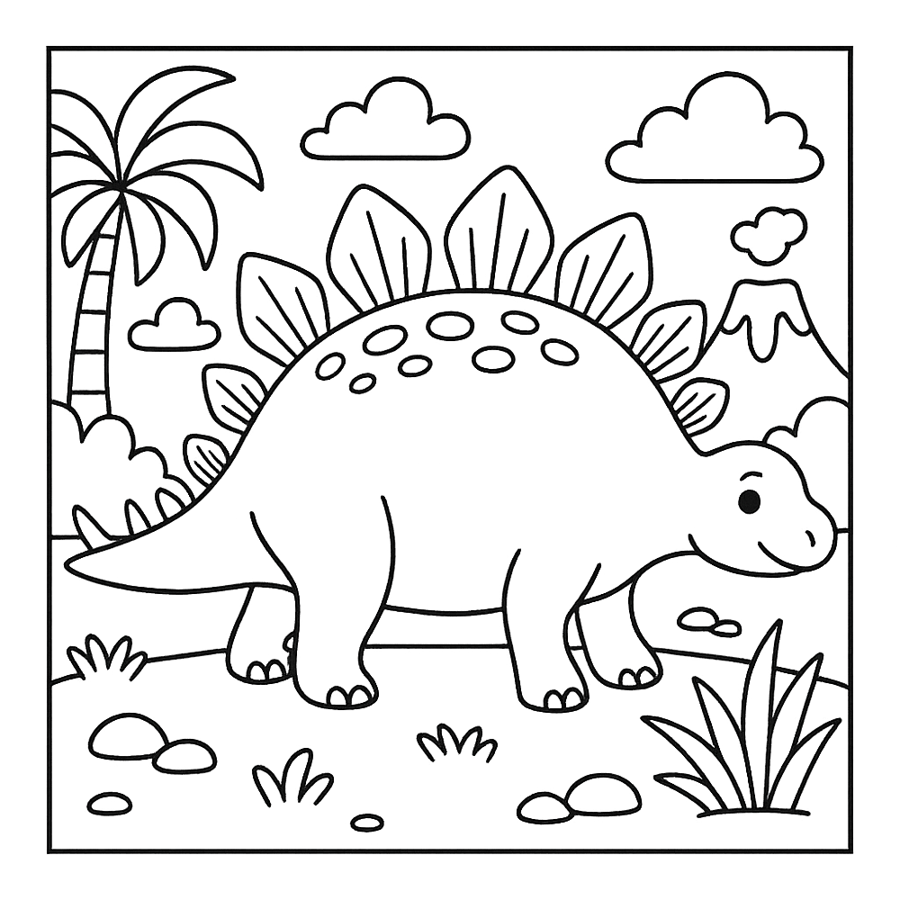 Cute Stegosaurus Dinosaur Coloring Page coloring page