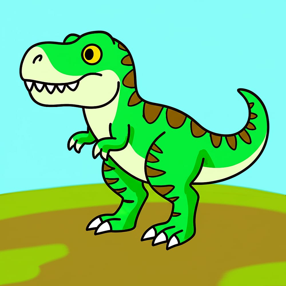 Cute T-Rex Dinosaur Coloring Page colored version