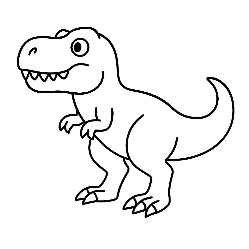 Cute T-Rex Dinosaur Coloring Page coloring page