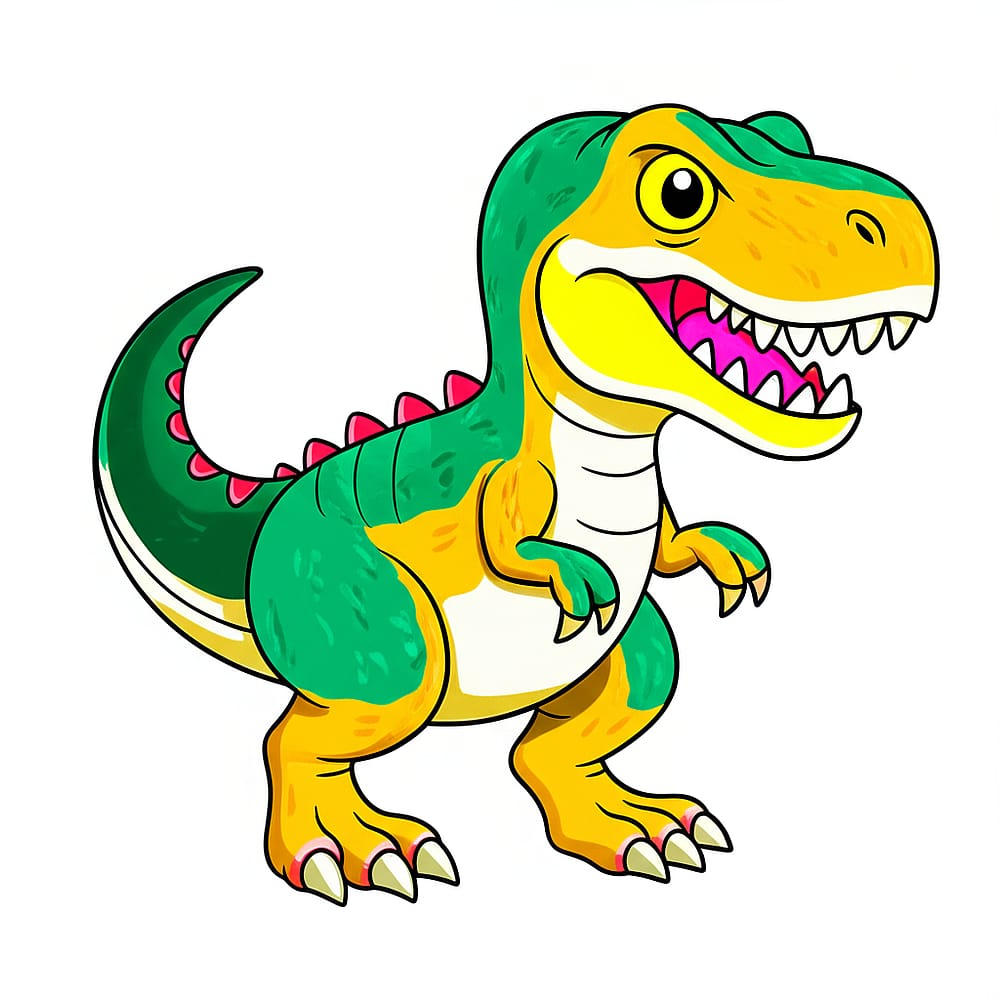 Cute T-Rex Dinosaur Coloring Page colored version
