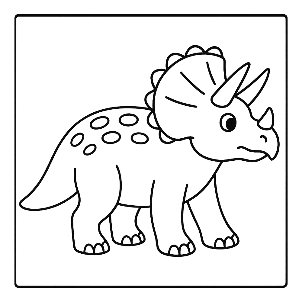Cute Triceratops Dinosaur Coloring Page coloring page