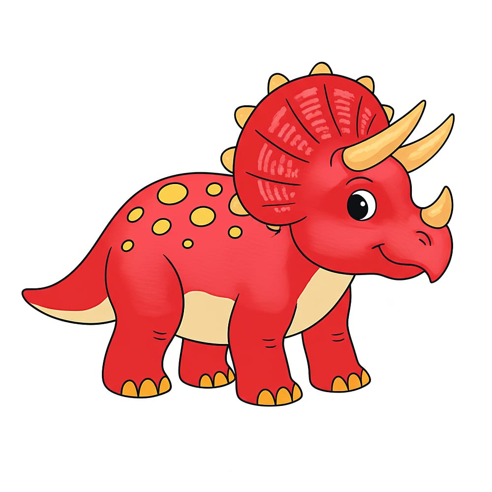 Cute Triceratops Coloring Page colored version