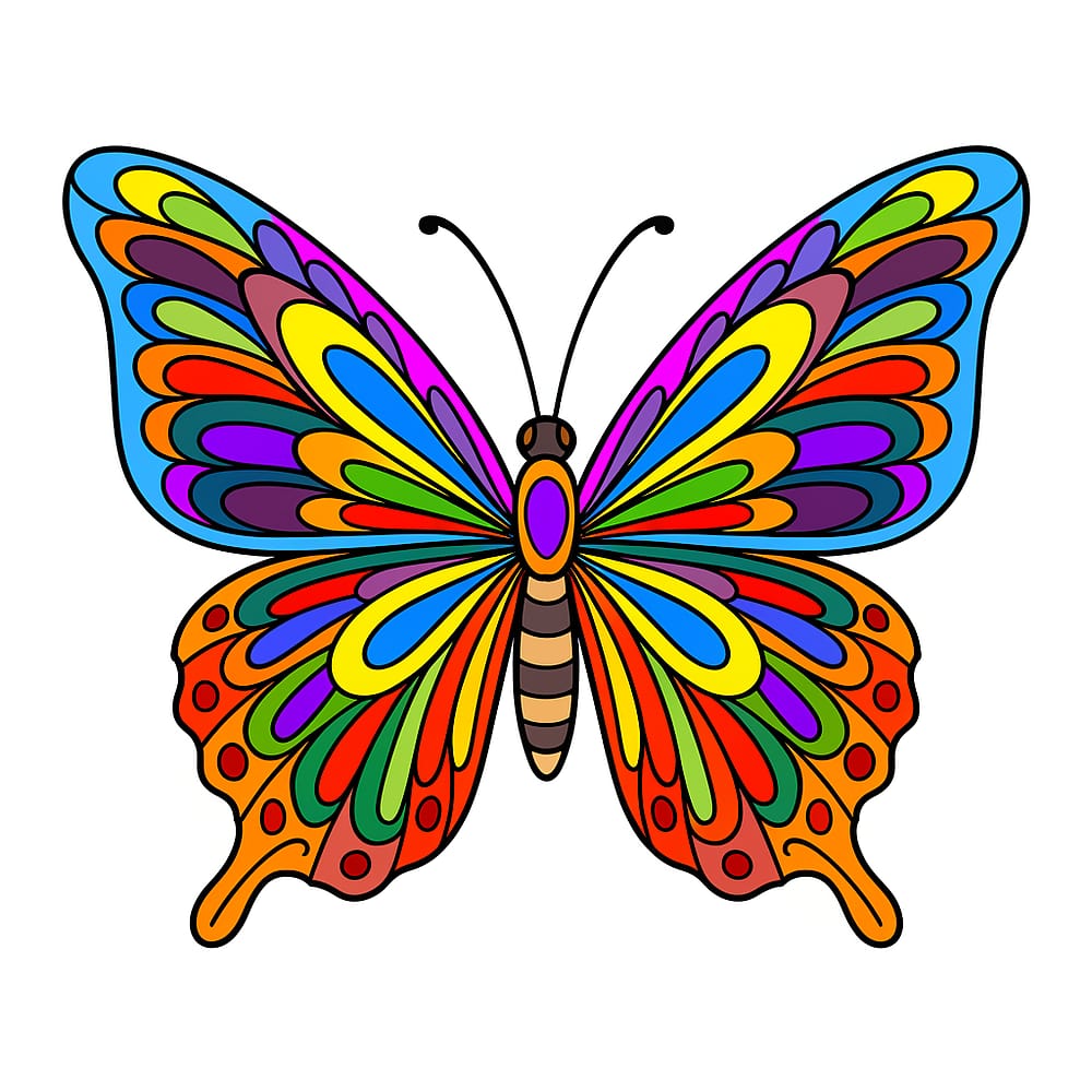 Detailed Butterfly Wing Patterns Coloring Page colored version