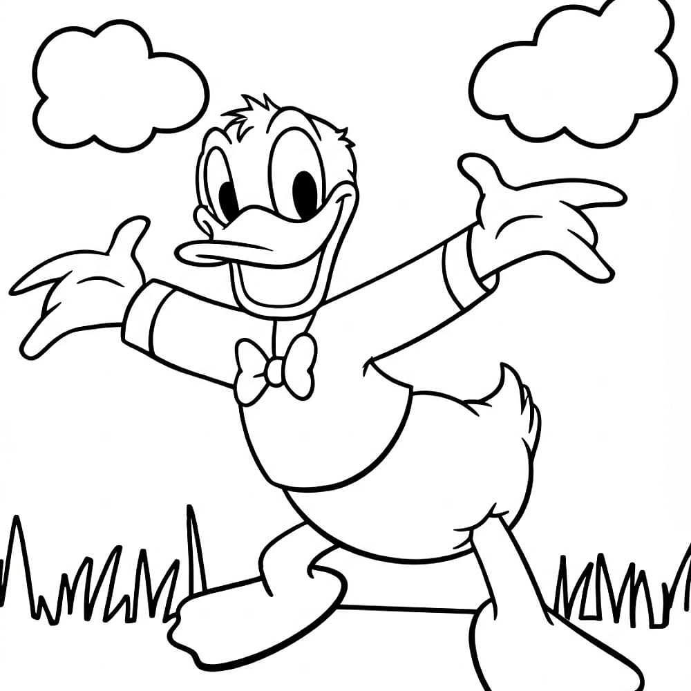 Joyful Donald Duck Classic Pose Coloring Page coloring page