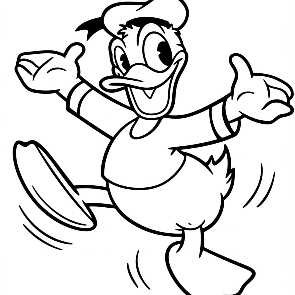 Energetic Donald Duck Coloring Page coloring page