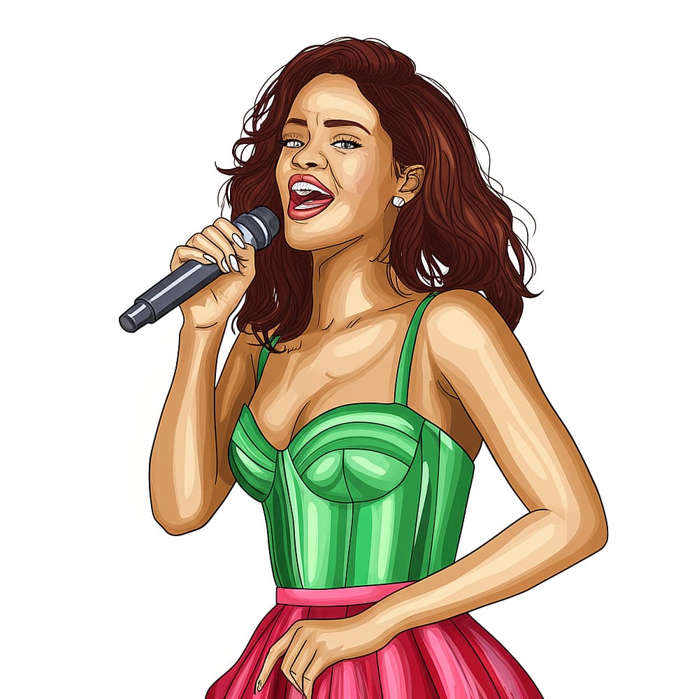 Dynamic Female Singer Coloring Page colored version