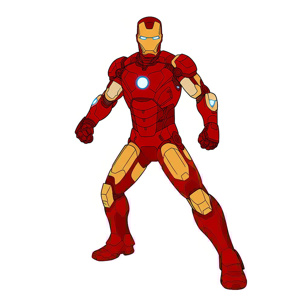 Dynamic Iron Man Coloring Page colored version
